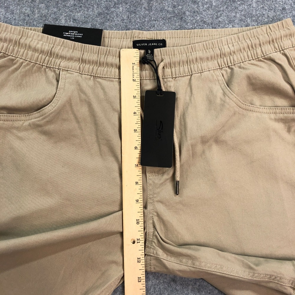 Silver Jeans Co Mens Bermuda Chino Shorts L Ashton Stretch Khaki NWT - Picture 9 of 13